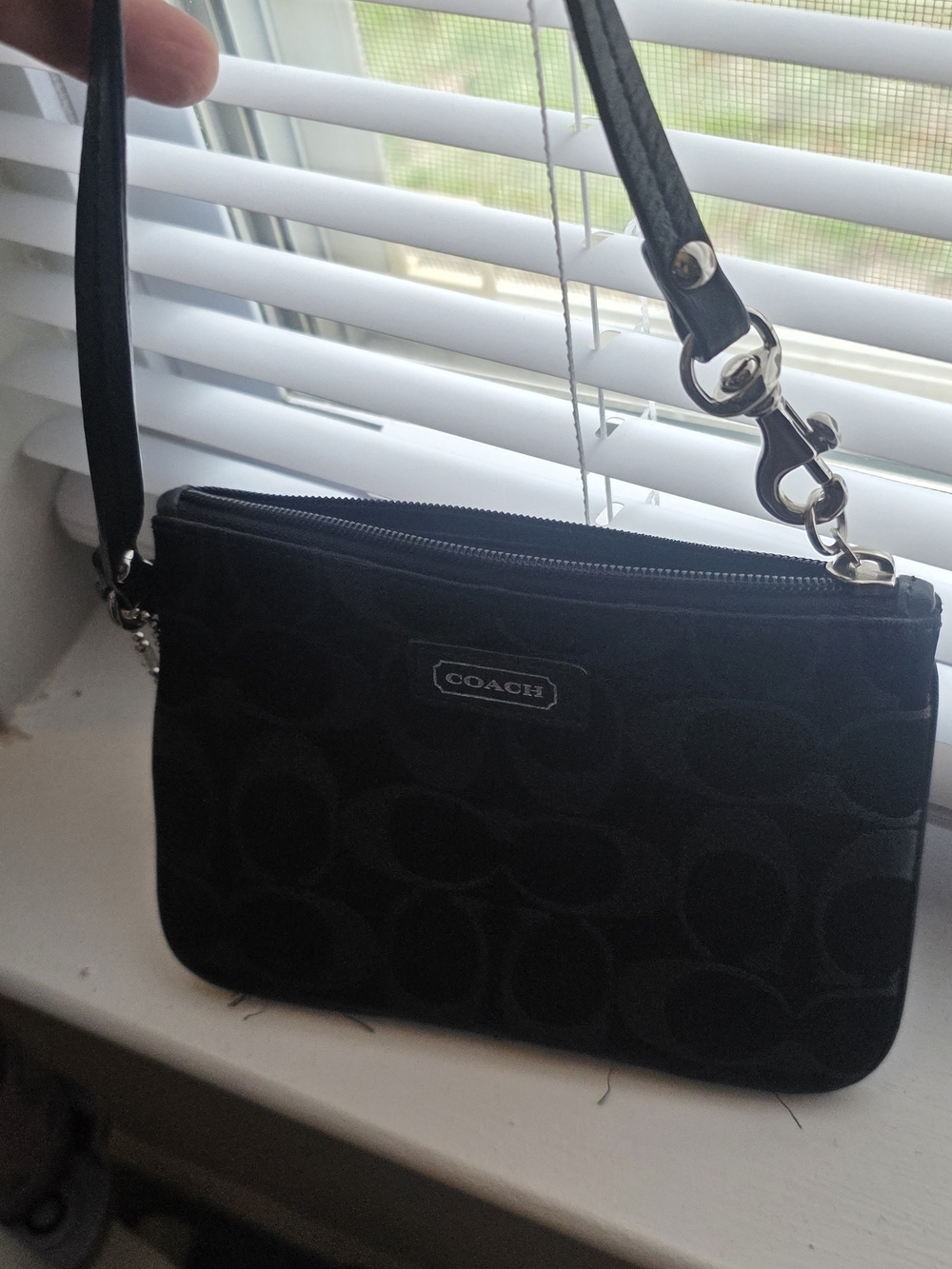 Coach Black Signature Wristlet with Detachable Strap